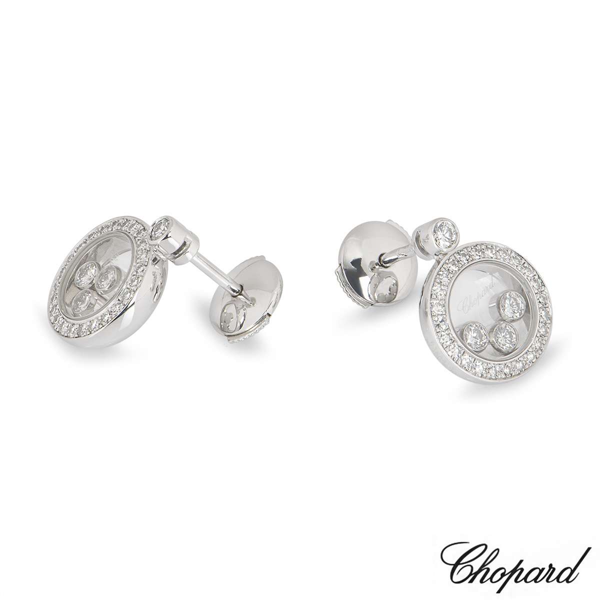 Chopard White Gold Happy Icons Diamond Earrings 83A018-1201 | Rich Diamonds